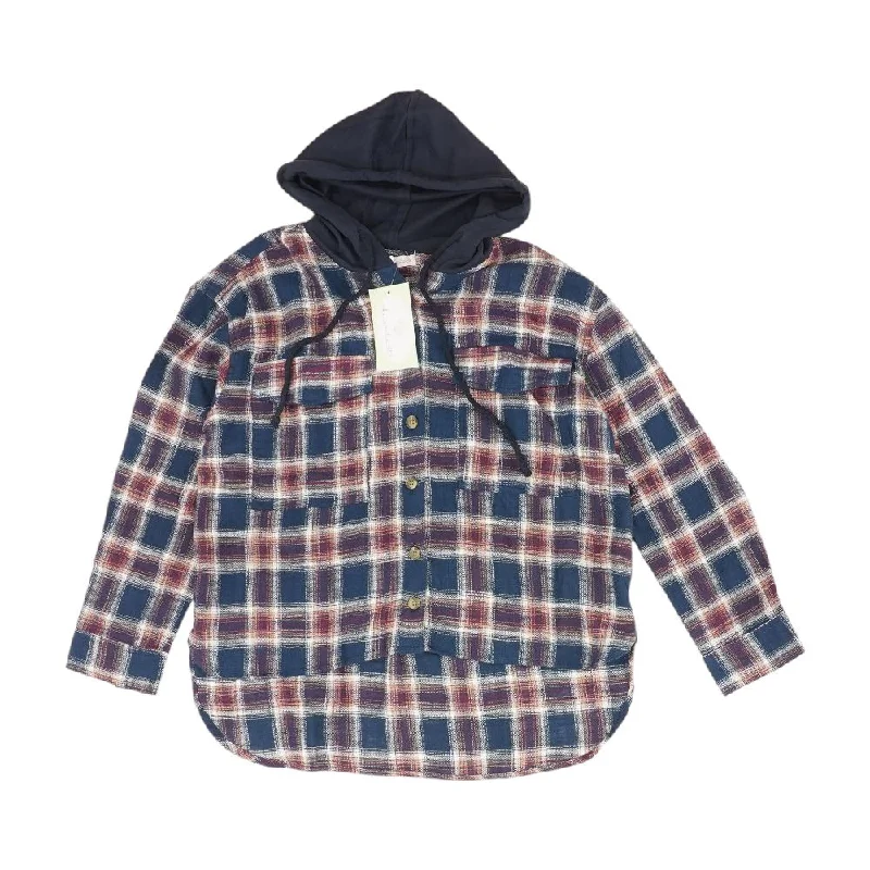 Blue Plaid Button Down With Hoodie