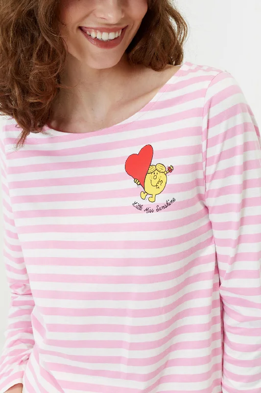 Pink Cotton Little Miss Heart Breton T-Shirt