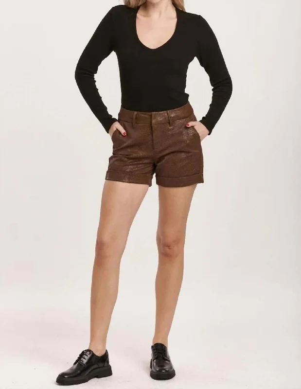 North Hampton High Rise Vegan Leather Short In Brown