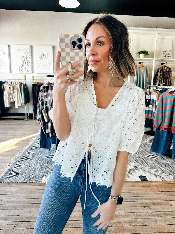 Meadow Bliss Eyelet Blouse-2 Colors