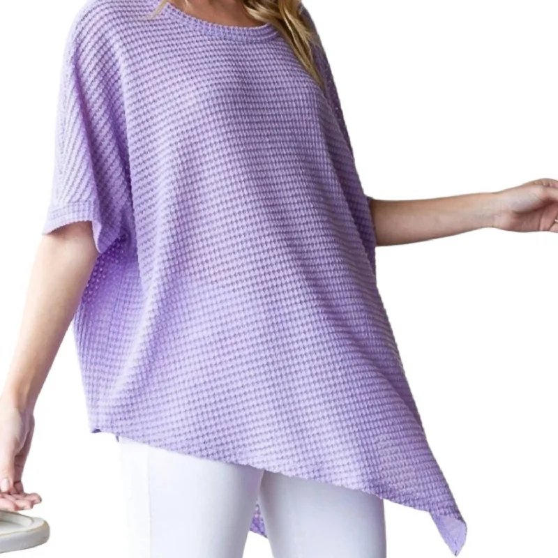 Short Sleeve Asymmetrical Top In Purple