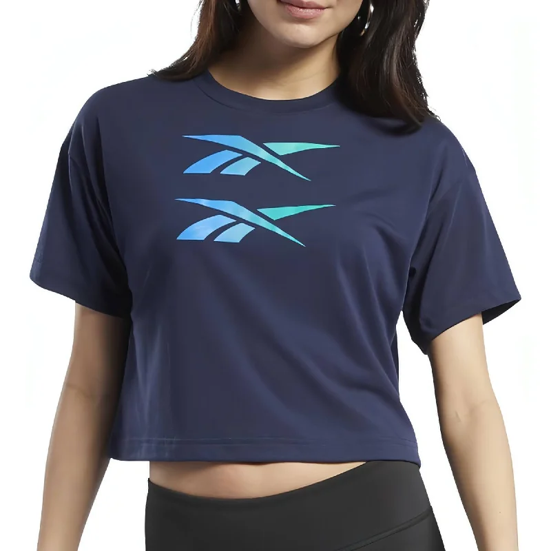 Reebok Boxy Short Sleeve Womens Training Top - Navy