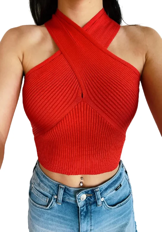 Strawberry Fields Knit Top In Red