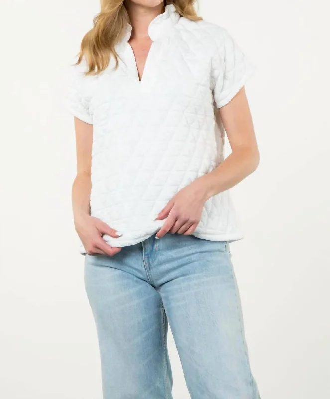 Short Sleeve Textured Top In White