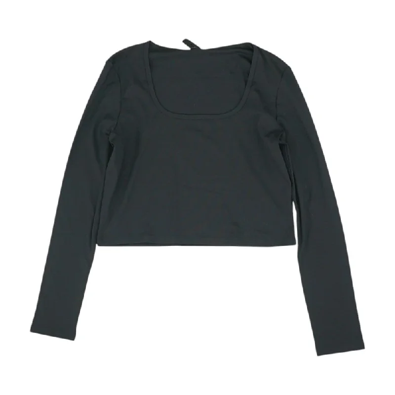 Black Solid Active Knit Top