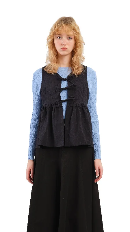 Textural Puff-Sleeves Vest