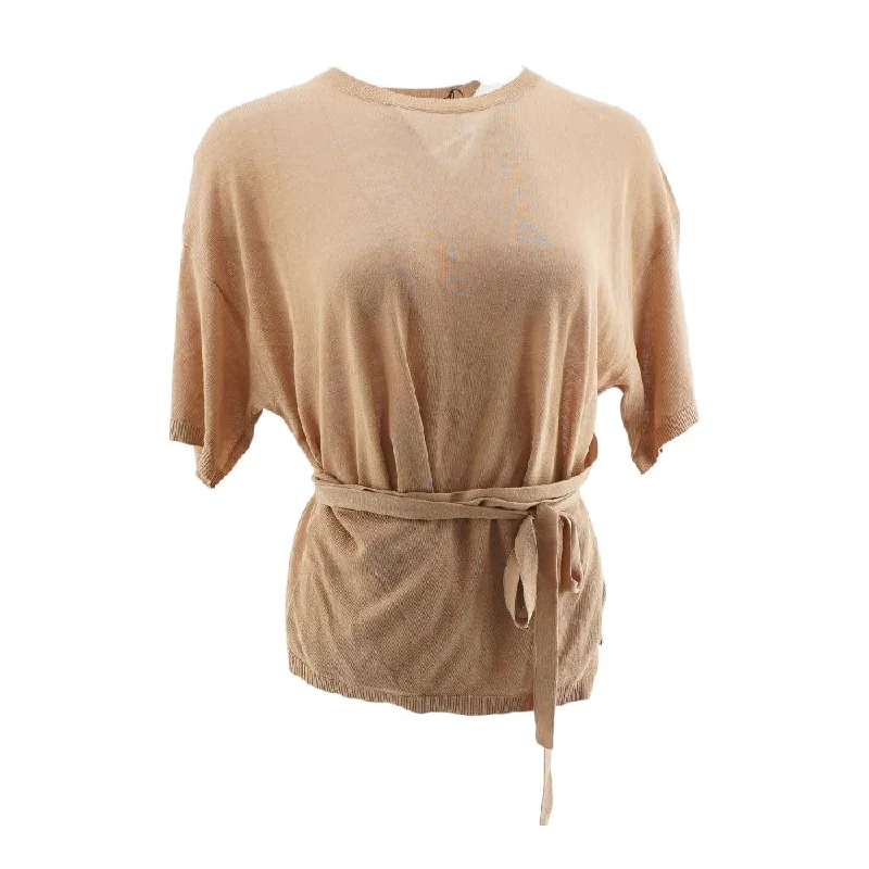 Brown Solid Knit Top