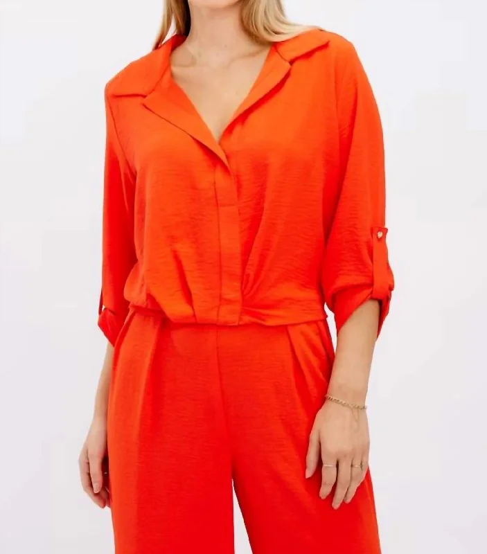 Casual Pullover Top In Orange