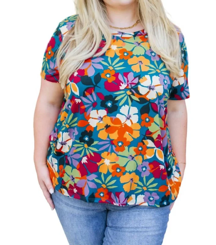 Can't Stop The Beat Floral Top In Blue