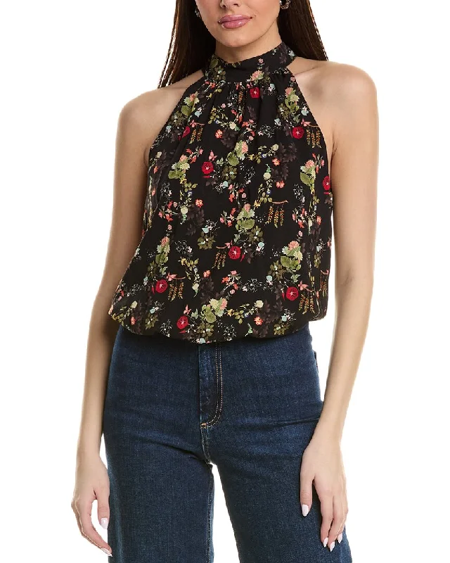 alice + olivia Maris Halter Tie Neck Top