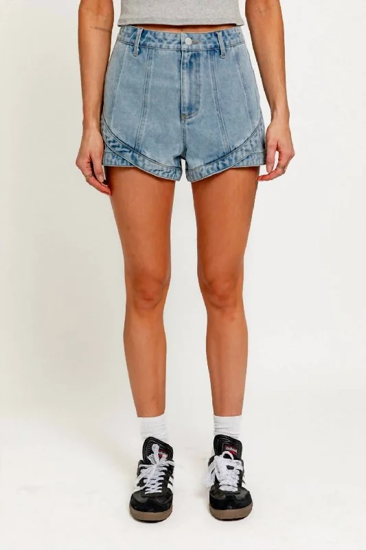 Seam Detail Denim Short In Blue