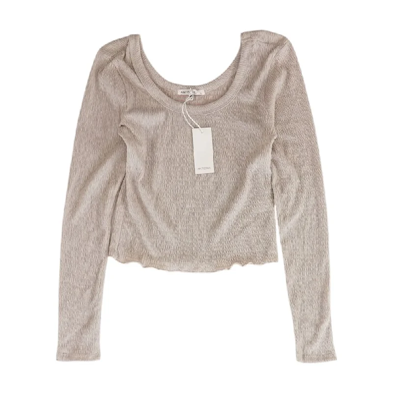 Gray Solid Knit Top