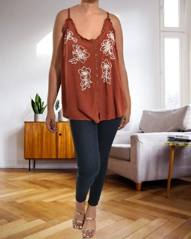 Sleeveless Rust Top