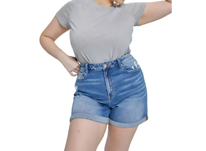 Super High Rise Mom Shorts In Medium Wash