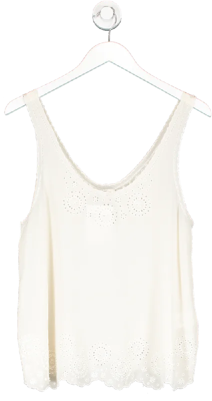 Joie Cream Embroidered Sleeveless Top UK M