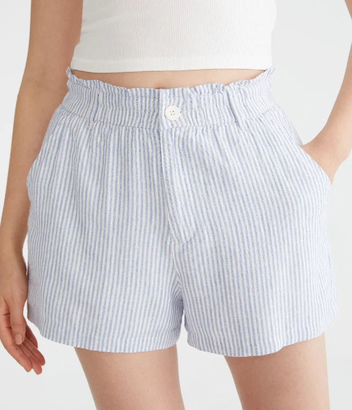 Aeropostale Striped High-Rise Linen Shorts