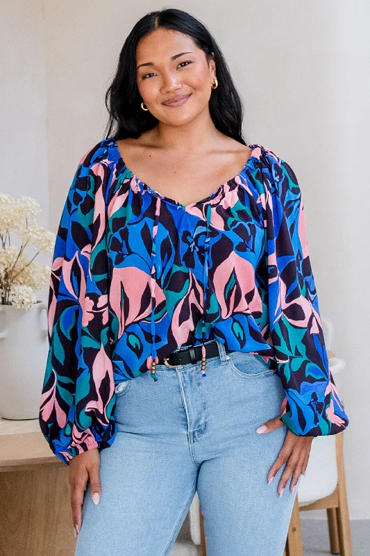 FINAL SALE | Archer Blouse Tulum Print Midnight