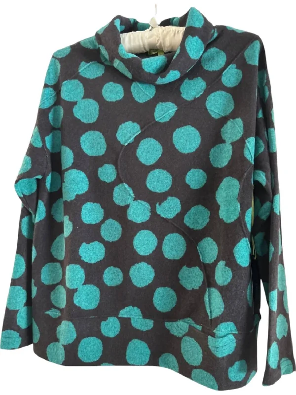 Women's Polka Dot Brushed Tunic Top In Turquoise