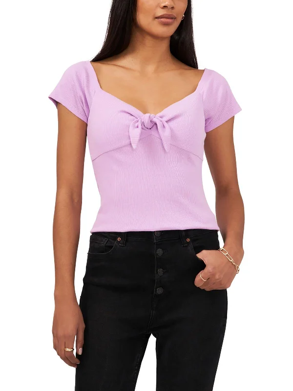 Womens Knot Front Knit T-Shirt