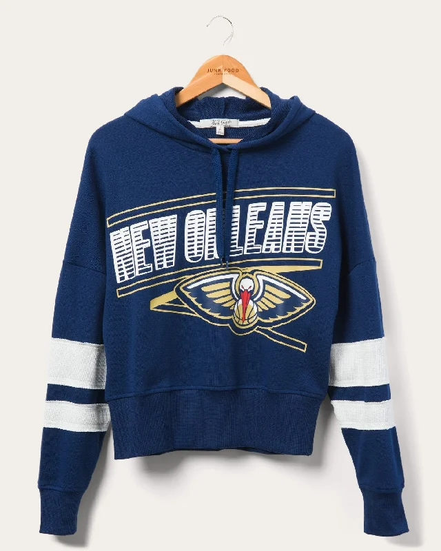 Women's Pelicans Overtime Striped Fleece Hoodie