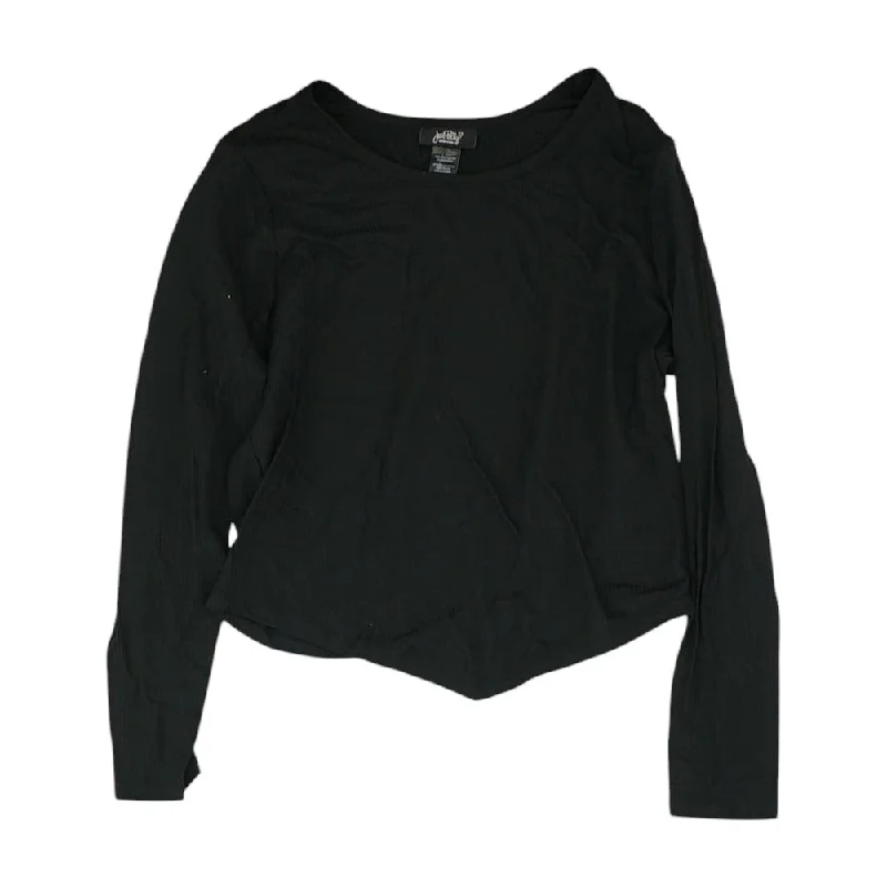 Black Solid Crewneck Knit Top