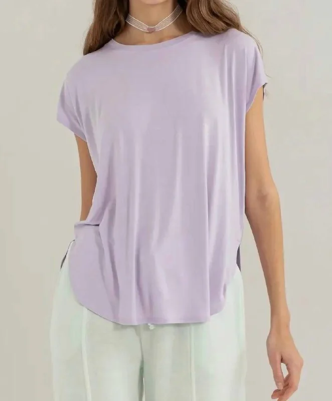 Crewneck Soft Short Sleeve Tee In Lavendar