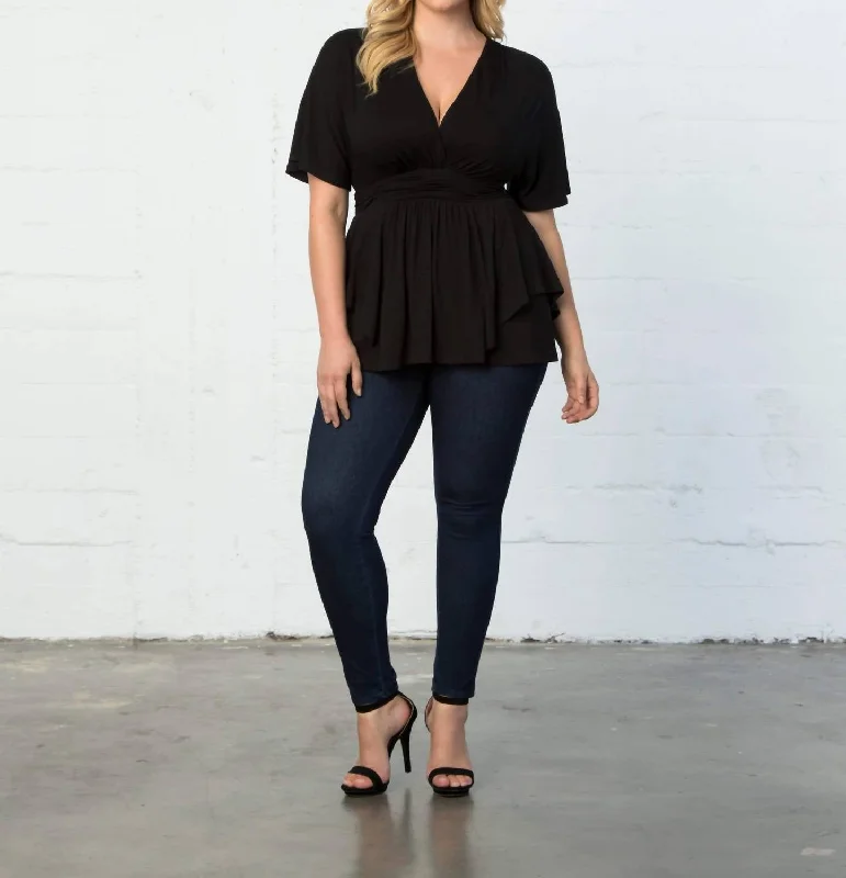 Short Sleeve Promenade Top In Black