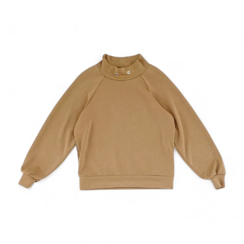 Brown Solid Mockneck Knit Top