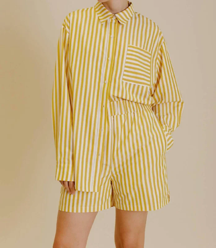 Striped Shorts In Yellow