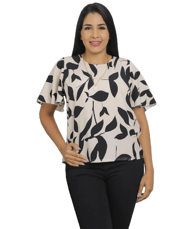 YU3222, Final Touch Ladies S/Sleeve Printed Blouses S-XL