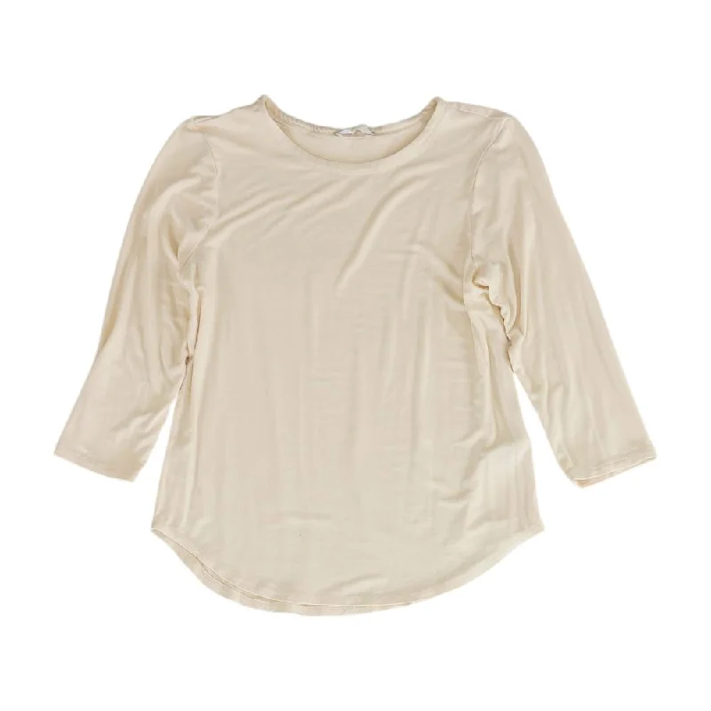 Beige Solid Crewneck Knit Top