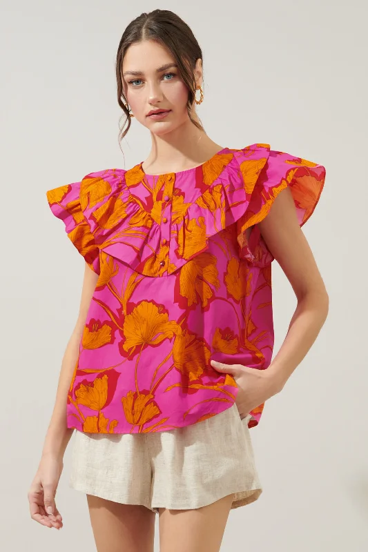 Passion Punch Dazed Ruffle Henley Blouse