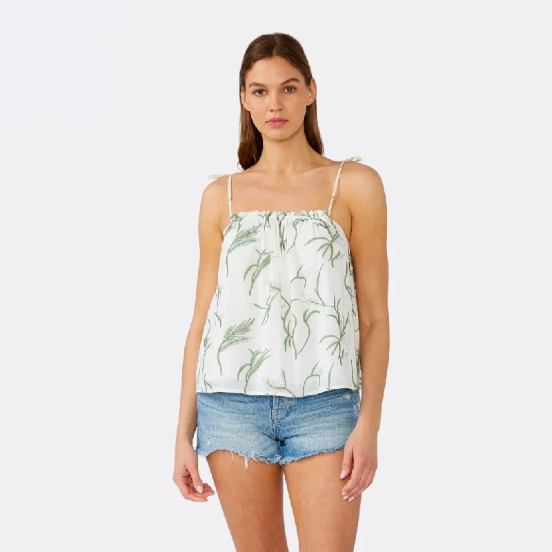 Braided Tie Strap Tank Top (Off White + Green)