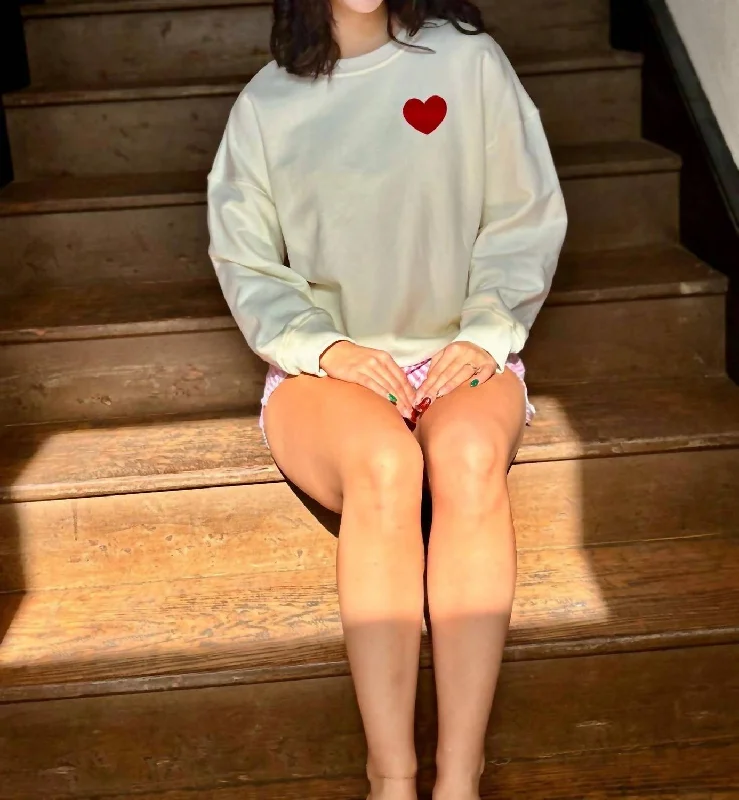 Oversized Heart Sweatshirt In Beige