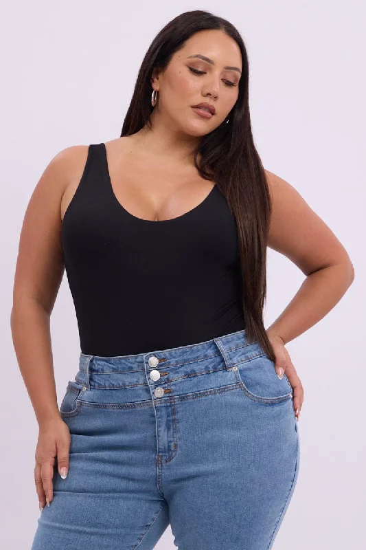 Black Bodysuit Sleeveless Supersoft