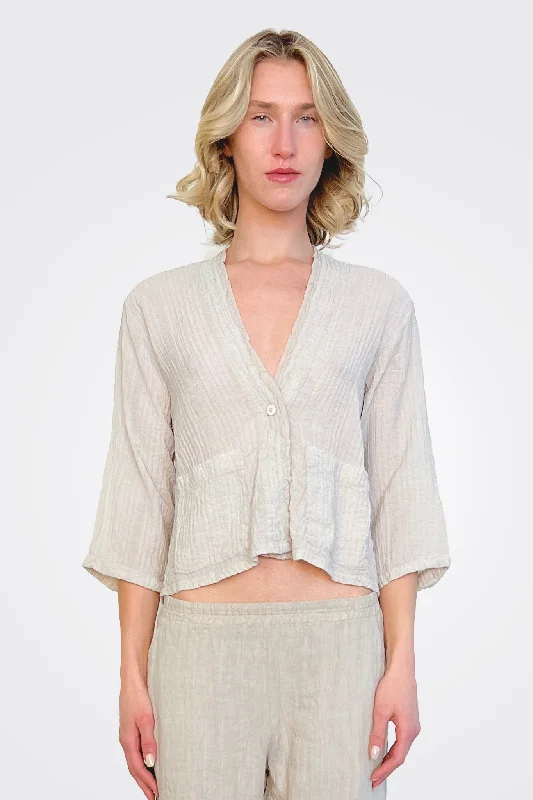 Short Button Cardigan - Pearl Grey