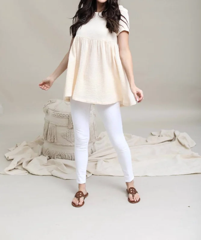 Ollie Babydoll Tunic In Beige