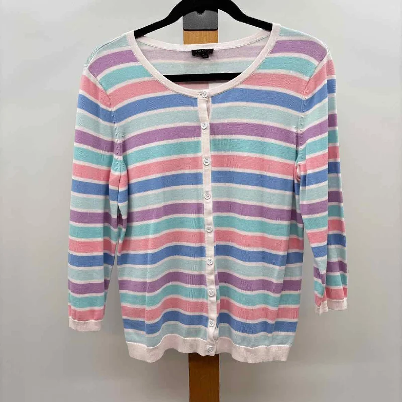 Talbots Women's Size M White Stripe Cardigan