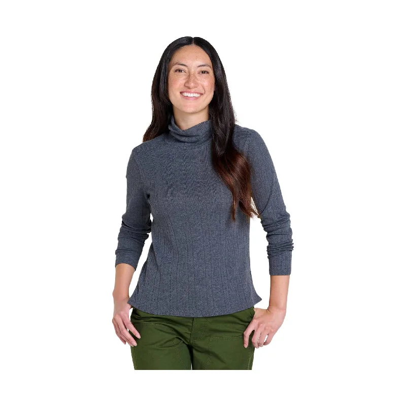 Toad & Co Women's Foothill Pointelle Long Sleeve T Neck - Soot - ONLINE STORE CREDIT/EXCHANGE ONLY