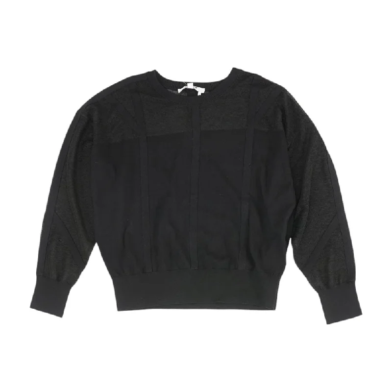 Black Solid Crewneck Knit Top