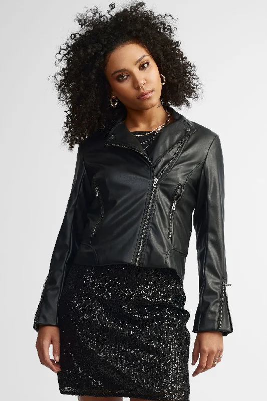 Veste courte en faux cuir – Femme