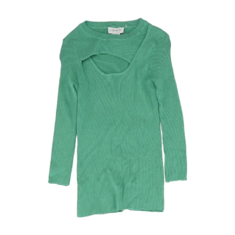 Green Solid Knit Top