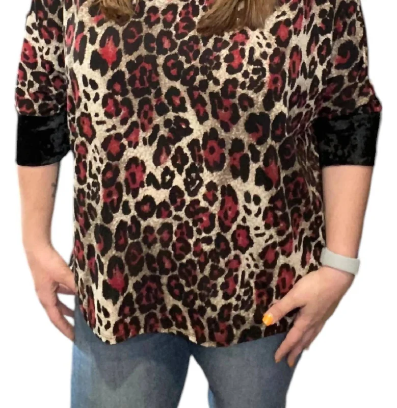 Leopard Sassy Tunic Top In Red