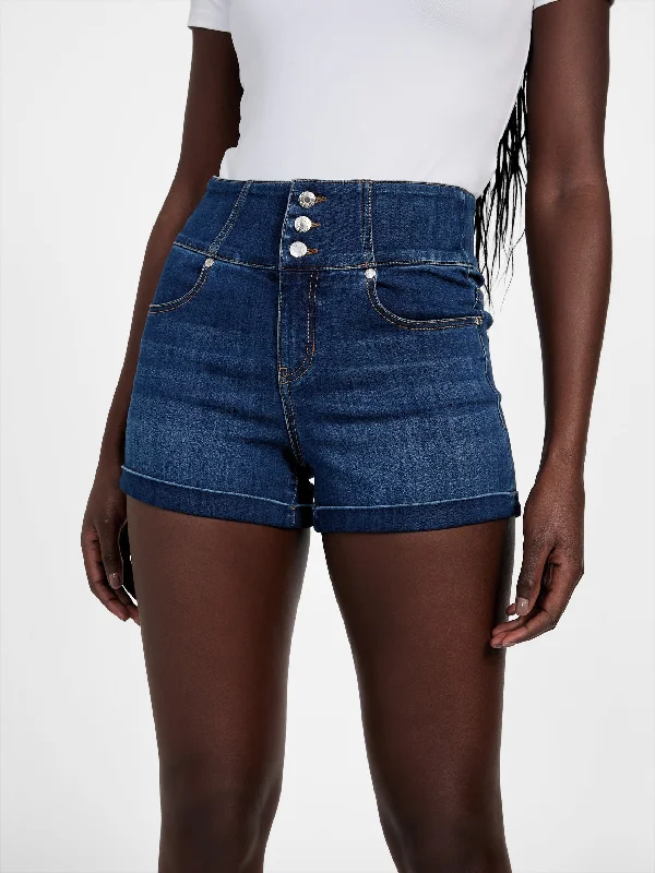 Eco Milan High-Rise Denim Corset Shorts