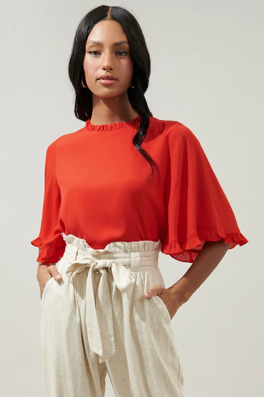 Heartbreaker Bell Sleeve Ruffle Blouse