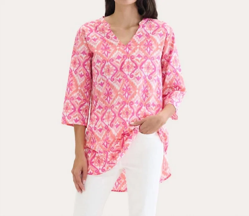 Delray Beach Tunic Shirt In Sunset Ikat