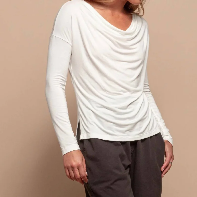 Cowl Neck Top In Ecru