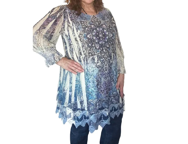 Melissa Lace Tunic In Blue Multi