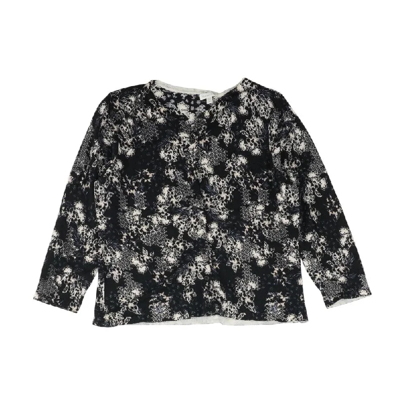 Black Floral Knit Top