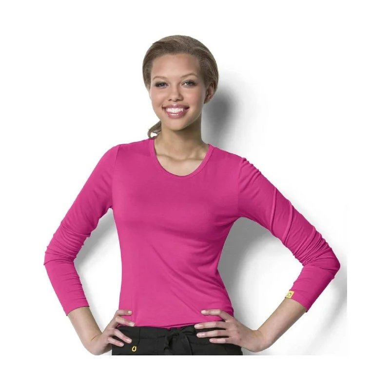 WonderWink Women's Silky Long Sleeve Tee - Hot Pink